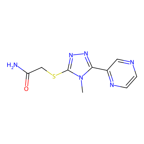 2-[(4-Methyl-5-pyrazin-2-yl-1,2,4-triazol-3-yl)sulfanyl]acetamide structure
