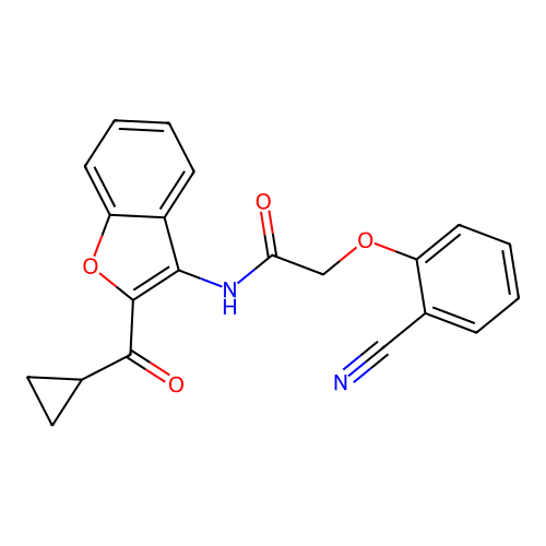 2-(2-cyanophenoxy)-N-[2-[cyclopropyl(oxo)methyl]-3-benzofuranyl]acetamide structure