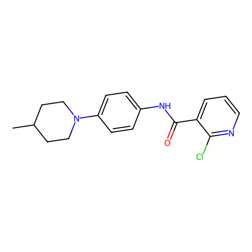 2-chloro-N-[4-(4-methylpiperidin-1-yl)phenyl]pyridine-3-carboxamide structure