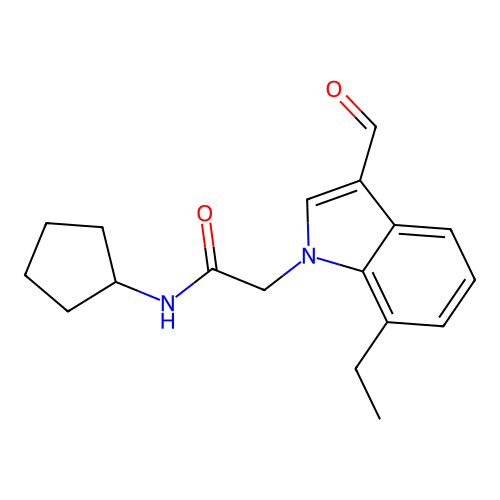 N-cyclopentyl-2-(7-ethyl-3-formyl-1H-indol-1-yl)acetamide structure