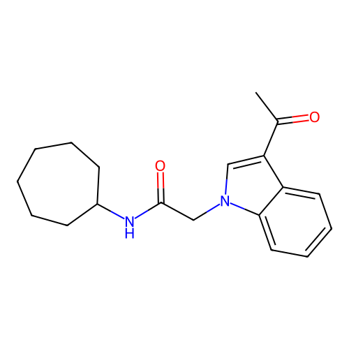 2-(3-acetyl-1H-indol-1-yl)-N-cycloheptylacetamide structure