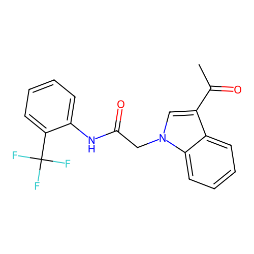 2-(3-Acetyl-indol-1-yl)-N-(2-trifluoromethyl-phenyl)-acetamide structure