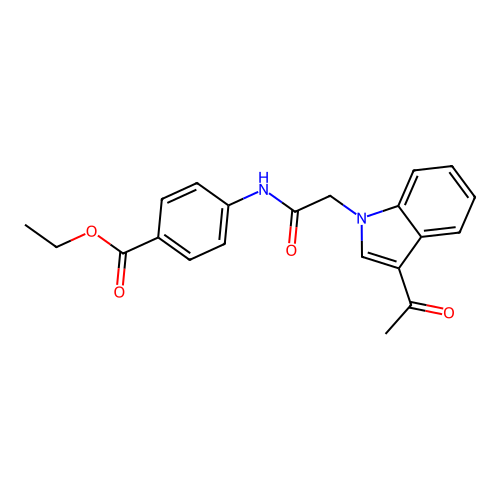 ethyl 4-{[(3-acetyl-1H-indol-1-yl)acetyl]amino}benzoate structure