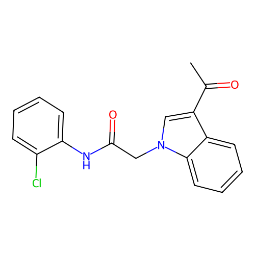 2-(3-acetylindol-1-yl)-N-(2-chlorophenyl)acetamide structure