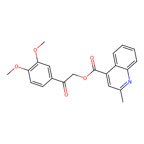 2-(3,4-Dimethoxyphenyl)-2-oxoethyl 2-methylquinoline-4-carboxylate structure