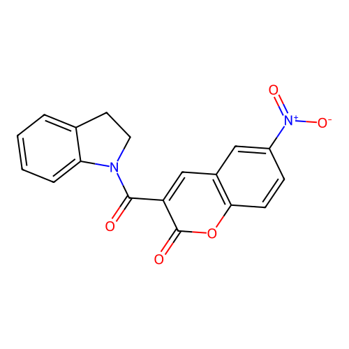 3-(indoline-1-carbonyl)-6-nitro-2H-chromen-2-one structure