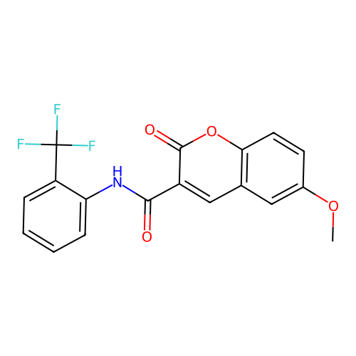 6-methoxy-2-oxo-N-(2-(trifluoromethyl)phenyl)-2H-chromene-3-carboxamide structure