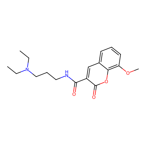 N-[3-(diethylamino)propyl]-8-methoxy-2-oxochromene-3-carboxamide structure