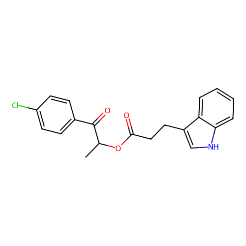 1-(4-chlorophenyl)-1-oxopropan-2-yl 3-(1H-indol-3-yl)propanoate structure