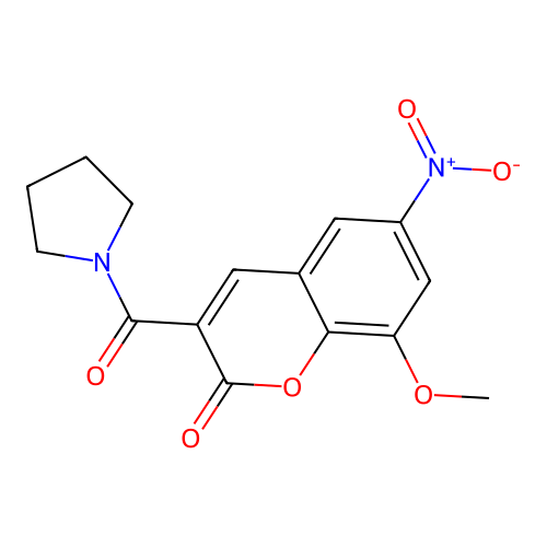 8-Methoxy-6-nitro-3-(pyrrolidinylcarbonyl)chromen-2-one structure
