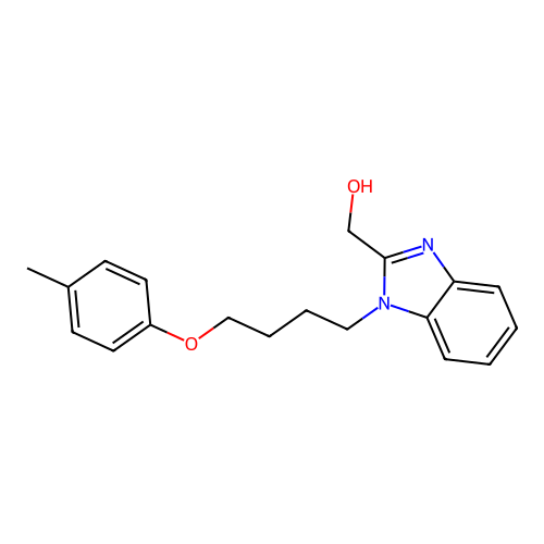 (1-(4-(p-tolyloxy)butyl)-1H-benzo[d]imidazol-2-yl)methanol structure