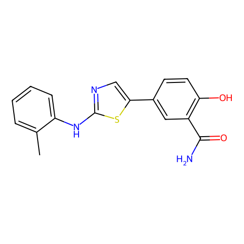2-Hydroxy-5-[2-(2-methylanilino)thiazol-5-yl]benzamide structure