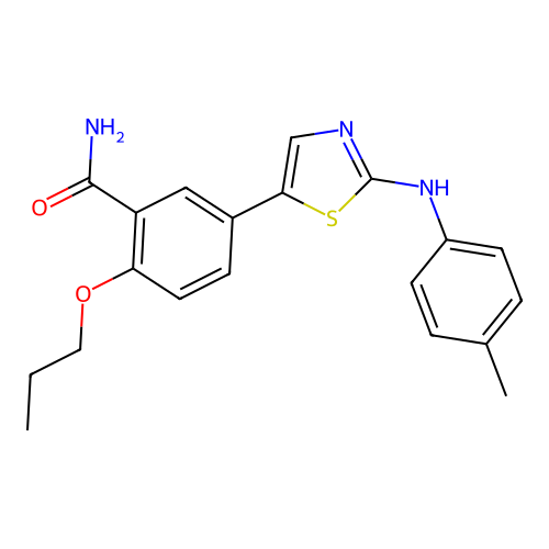 5-[2-(4-Methylanilino)thiazol-5-yl]-2-propoxy-benzamide structure