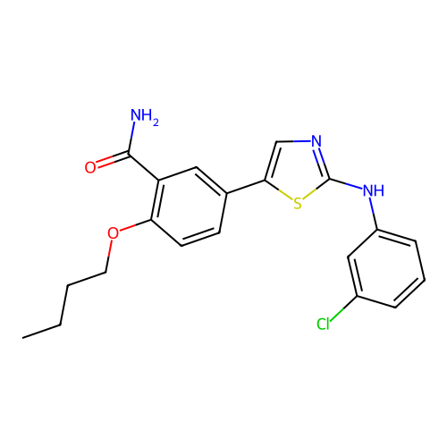 2-Butoxy-5-[2-(3-chloroanilino)thiazol-5-yl]benzamide structure