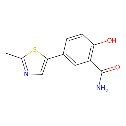 2-Hydroxy-5-(2-methylthiazol-5-yl)benzamide structure