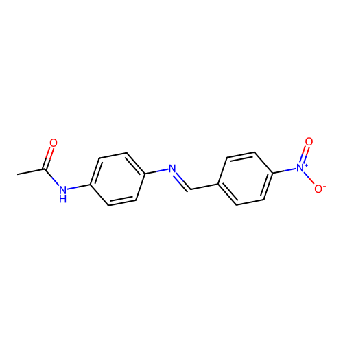 N-[4-[(4-nitrophenyl)methylideneamino]phenyl]acetamide structure