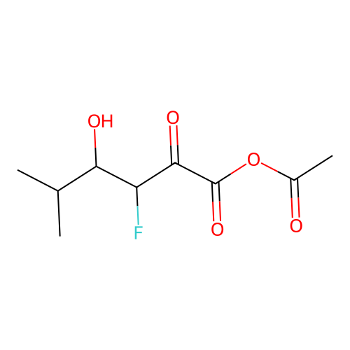 Acetic 3-fluoro-4-hydroxy-5-methyl-2-oxohexanoic anhydride structure