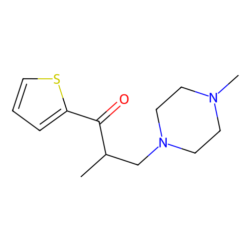 1-Propanone, 2-methyl-1-(4-methyl-1-piperazinyl)-1-(2-thienyl)- structure
