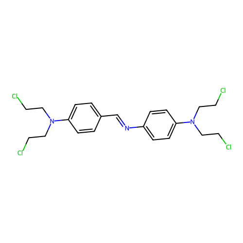 4-[[4-[bis(2-chloroethyl)amino]phenyl]iminomethyl]-N,N-bis(2-chloroethyl)aniline structure