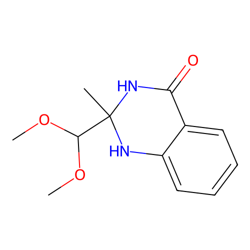 2-(dimethoxymethyl)-2-methyl-2,3-dihydro-4(1H)-quinazolinone structure