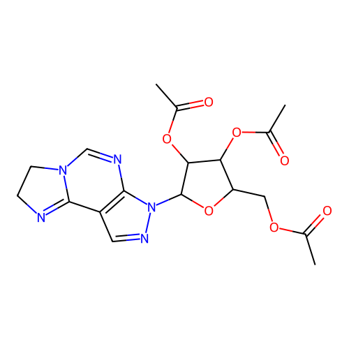 [3,4-Diacetyloxy-5-(3,6,8,10,11-pentazatricyclo[7.3.0.02,6]dodeca-1(9),2,7,11-tetraen-10-yl)oxolan-2-yl]methyl acetate structure