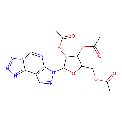 7-(2,3,5-Tri-O-acetylpentofuranosyl)-7H-pyrazolo[4,3-e]tetrazolo[1,5-c]pyrimidine structure