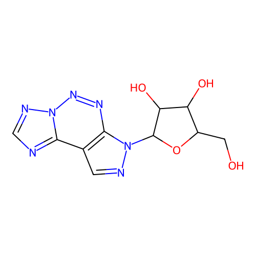 7-Pentofuranosyl-7H-pyrazolo[4,3-e][1,2,4]triazolo[1,5-c][1,2,3]triazine structure