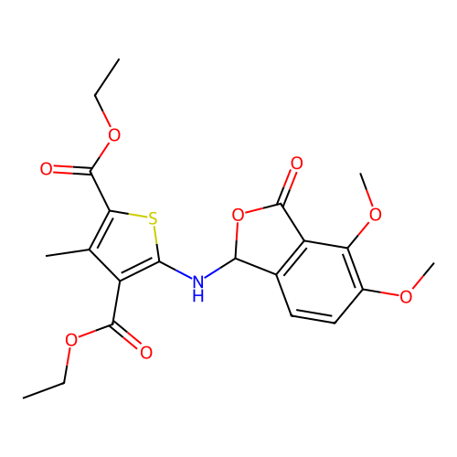 5-(4,5-Dimethoxy-3-oxo-1,3-dihydro-isobenzofuran-1-ylamino)-3-methyl-thiophene-2,4-dicarboxylic acid diethyl ester structure