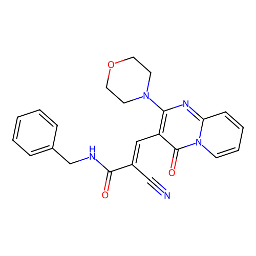 (E)-N-benzyl-2-cyano-3-(2-morpholin-4-yl-4-oxopyrido[1,2-a]pyrimidin-3-yl)prop-2-enamide structure