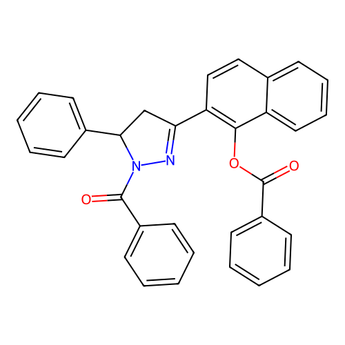 [2-(1-benzoyl-5-phenyl-4,5-dihydropyrazol-3-yl)naphthalen-1-yl] Benzoate structure