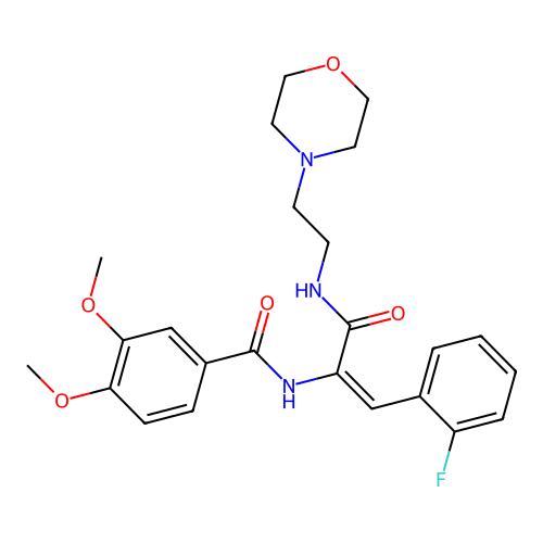 N-[2-(2-fluorophenyl)-1-(2-morpholin-4-ylethylcarbamoyl)ethenyl]-3,4-dimethoxy-benzamide structure