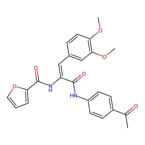 N-[1-[(4-acetylphenyl)carbamoyl]-2-(3,4-dimethoxyphenyl)ethenyl]furan-2-carboxamide structure
