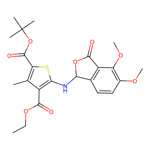 2-O-tert-butyl 4-O-ethyl 5-[(4,5-dimethoxy-3-oxo-1H-2-benzofuran-1-yl)amino]-3-methylthiophene-2,4-dicarboxylate structure