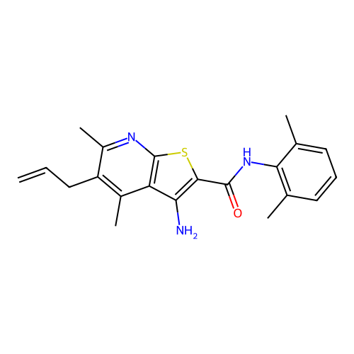 5-allyl-3-amino-N-(2,6-dimethylphenyl)-4,6-dimethylthieno[2,3-b]pyridine-2-carboxamide structure