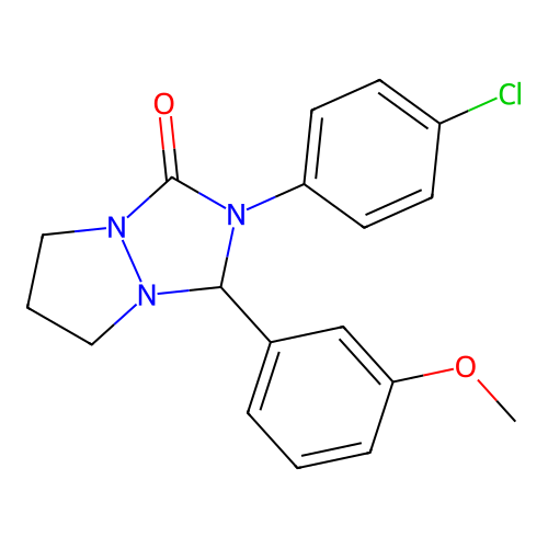 2-(4-chlorophenyl)-3-(3-methoxyphenyl)tetrahydro-1H,5H-pyrazolo[1,2-a][1,2,4]triazol-1-one structure