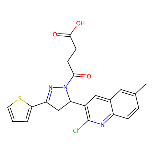 4-(5-(2-chloro-6-methylquinolin-3-yl)-3-(thiophen-2-yl)-4,5-dihydro-1H-pyrazol-1-yl)-4-oxobutanoic acid structure