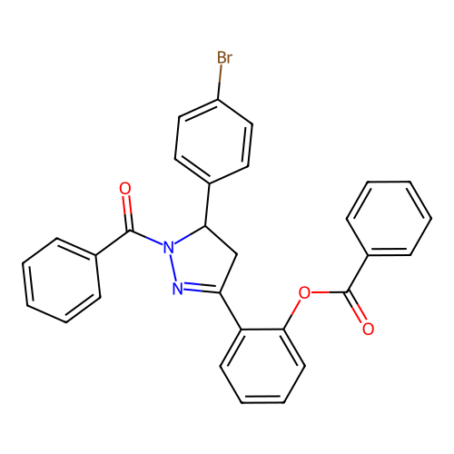 [2-[1-benzoyl-5-(4-bromophenyl)-4,5-dihydropyrazol-3-yl]phenyl] Benzoate structure