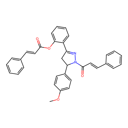 2-(1-cinnamoyl-5-(4-methoxyphenyl)-4,5-dihydro-1H-pyrazol-3-yl)phenyl cinnamate structure
