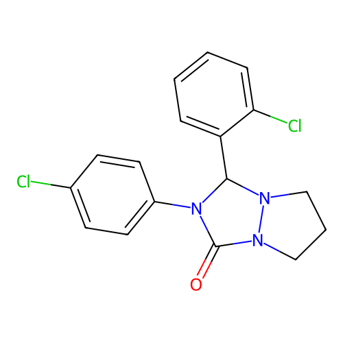 3-(2-chlorophenyl)-2-(4-chlorophenyl)tetrahydropyrazolo[1,2-a][1,2,4]triazol-1(5H)-one structure