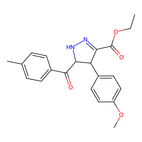 ethyl 4-(4-methoxyphenyl)-5-(4-methylbenzoyl)-4,5-dihydro-1H-pyrazole-3-carboxylate structure