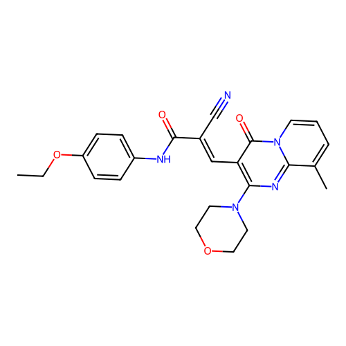 (2E)-2-cyano-N-(4-ethoxyphenyl)-3-[9-methyl-2-(morpholin-4-yl)-4-oxo-4H-pyrido[1,2-a]pyrimidin-3-yl]prop-2-enamide structure