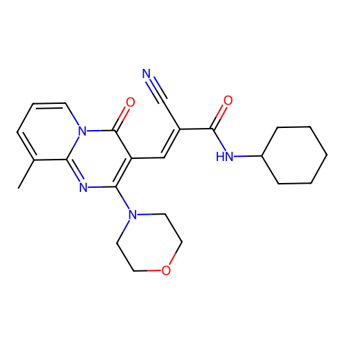 (2E)-2-cyano-N-cyclohexyl-3-[9-methyl-2-(morpholin-4-yl)-4-oxo-4H-pyrido[1,2-a]pyrimidin-3-yl]prop-2-enamide structure