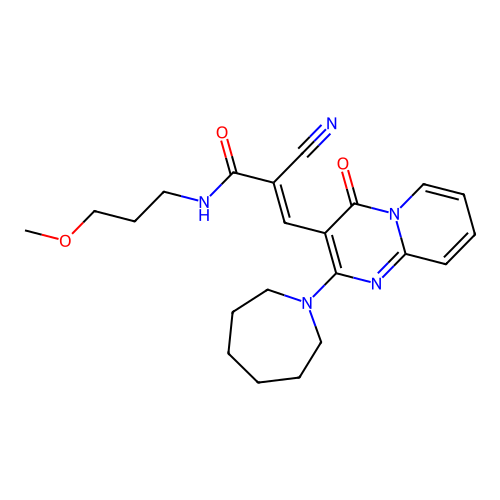 (2E)-3-[2-(azepan-1-yl)-4-oxo-4H-pyrido[1,2-a]pyrimidin-3-yl]-2-cyano-N-(3-methoxypropyl)prop-2-enamide structure