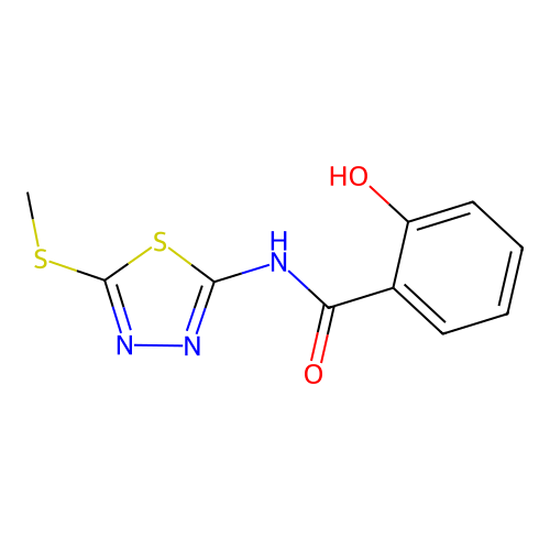 2-hydroxy-N-[5-(methylsulfanyl)-1,3,4-thiadiazol-2-yl]benzamide structure