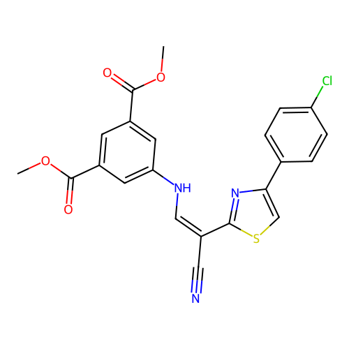 (Z)-dimethyl 5-((2-(4-(4-chlorophenyl)thiazol-2-yl)-2-cyanovinyl)amino)isophthalate structure