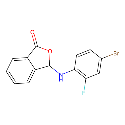 3-[(4-bromo-2-fluorophenyl)amino]-2-benzofuran-1(3H)-one structure
