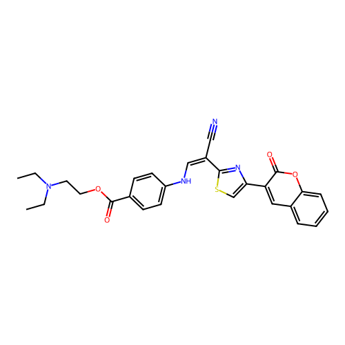 (Z)-2-(diethylamino)ethyl 4-((2-cyano-2-(4-(2-oxo-2H-chromen-3-yl)thiazol-2-yl)vinyl)amino)benzoate structure