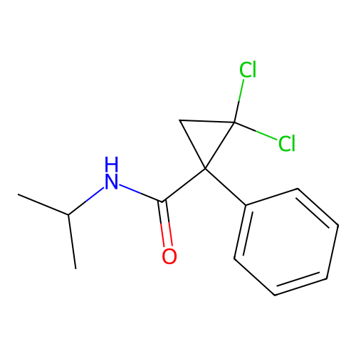2,2-dichloro-1-phenyl-N-(propan-2-yl)cyclopropanecarboxamide structure