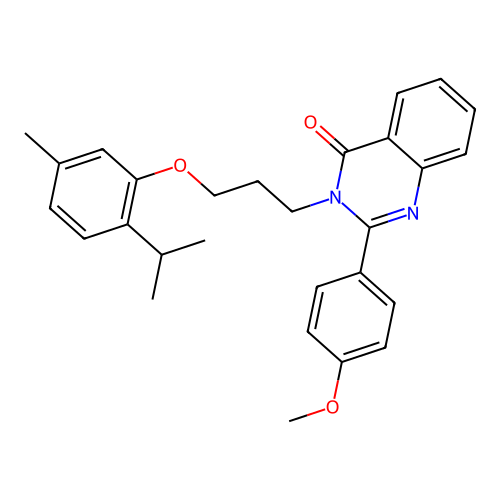 2-(4-methoxyphenyl)-3-[3-(5-methyl-2-propan-2-yl-phenoxy)propyl]quinazolin-4-one structure