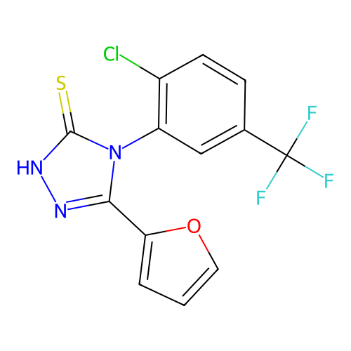 4-(2-chloro-5-(trifluoromethyl)phenyl)-5-(furan-2-yl)-4H-1,2,4-triazole-3-thiol structure